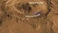 Curiosity's landing site is on Aeolis Palus near Mount Sharp (north is down).