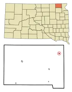 Location in Marshall County and the state of South Dakota