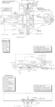 3-view line drawing of the Martin RB-57D Canberra