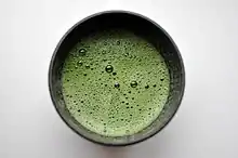 A cup of Japanese matcha tea.