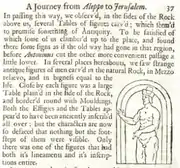 Maundrell's depiction of the Assyrian stelae (1697)