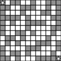 Block maze: Fill in four blocks to make a road connecting the stars. No diagonals.