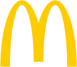 Two yellow arches joined together to form a rounded letter M.