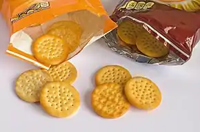 Original-flavor Mini Cheddars at left and BBQ flavor (right)