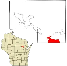 Location in Menominee County and the state of Wisconsin.