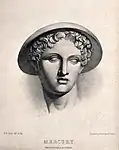 Mercury [Hermes]. Lithograph by B.R. Green.