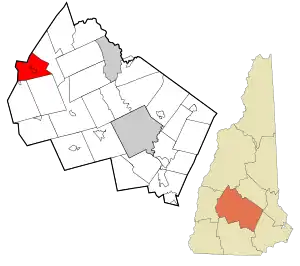 Location in Merrimack County and the state of New Hampshire