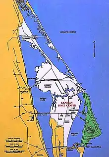 Cape Canaveral Space Force Station (shown in green)