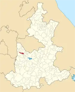 Location of the municipality in Puebla