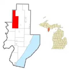 Location within Menominee County and the state of Michigan