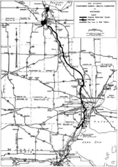 1955 map of the proposed Michigan Turnpike