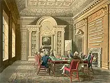 Admiralty boardroom, 1808; a wind indicator can be seen on the end wall.