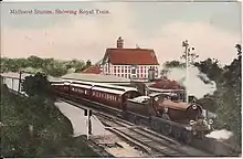 The former Midhurst Railway Station, West Sussex in 1906, showing the Royal train