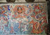 Ming dynasty mural paintings of Acala (right) and Hayagriva (left) in  Dayun Temple in Shanxi, China