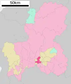 Location of Minokamo in Gifu Prefecture