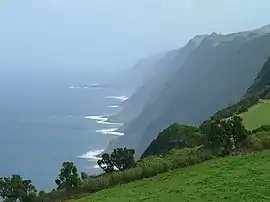 Northern coast of Velas, showing Fajã de Fernando Afonso, as seen from the Park of Sete Fontes