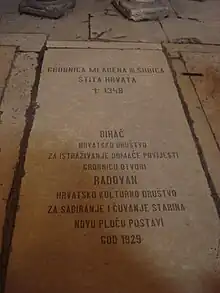 Mladen III Šubić of Bribir (*1315-†1348) gravestone in the Cathedral