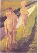 Three Boys Bathiing in the canal (1900)