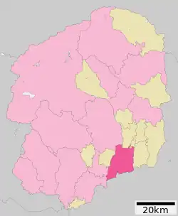 Location of Mooka in Tochigi Prefecture