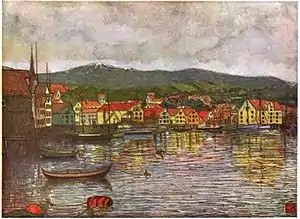 ’Illustration of Molde’, painting by Nico Wilhelm Jungmann, 1904