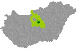 Monor District within Hungary and Pest County.