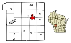 Location of Tomah in Monroe County, Wisconsin