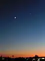 Moon, Jupiter (top), and Venus (right) at dusk seen from Madrid, Spain, on 20 June 2015