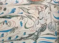 Deity with Yueqin on Mogao Cave no.285 mural, Western Wei Dynasty.