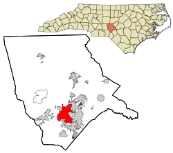 Location in Moore County and the state of North Carolina.