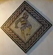 Mosaic of a Thraex gladiator in a house at the hautes promenades.