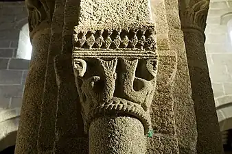 Mermaids carved in a capital at Travanca Monastery.