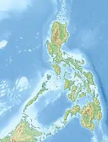 A map of the Philippines highlighting the location of Mount Kanlaon in a central island.