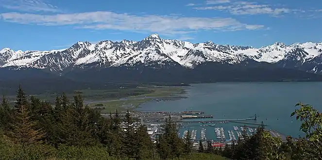 Mount Alice (centered) seen from Mount Marathon