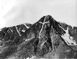 Mount of the Holy Cross is the highest peak of the Northern Sawatch Range. This photograph was taken by William Henry Jackson in 1874.