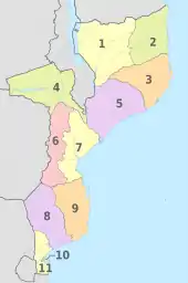 Map of Mozambique with the province highlighted