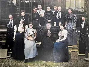 Ms Burns (middle back) and the VI form, Rose Day 1894