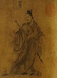 Duke Yi of Wey (衞懿公) wearing paofu, from Wise and Benevolent Women (列女仁智圖) by Jin dynasty's Gu Kaizhi