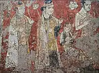 Buddhist mural from Kalai Kafirnigan, Museum of National Antiquities, Dushanbe, Tajikistan. 7th-early 8th century.