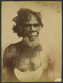 Aboriginal Man wearing breastplate inscribed "Murray Jack"