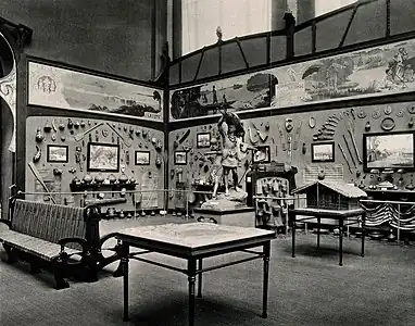 The interior of the original exhibit in the Palace of the Colonies