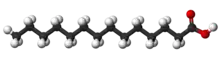 Ball-and-stick model of myristic acid