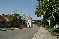 Centre of Zbýšov with a belfry