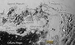 Hillary Montes and Tenzing Montes on Pluto(context; 14 July 2015).