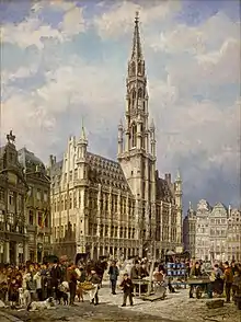 Brussels city hall and Sunday market