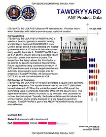 TAWDRYYARD – Device that functions as a radio frequency (RF) retroreflector