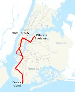 Map of the "N" train