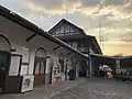 Side facade of the station building seen from the platforms