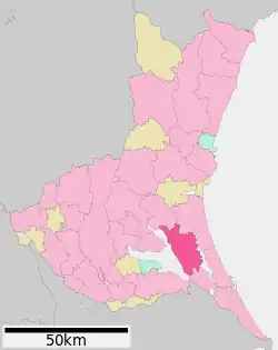 Location of Namegata in Ibaraki Prefecture