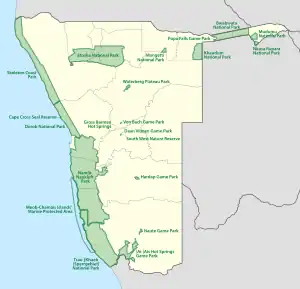 Map showing the location of Namib-Naukluft Park, Namibia