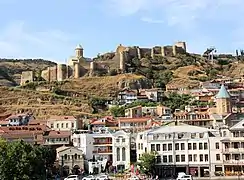 View at the Tbilisi from the river in the Narikala fortress direction